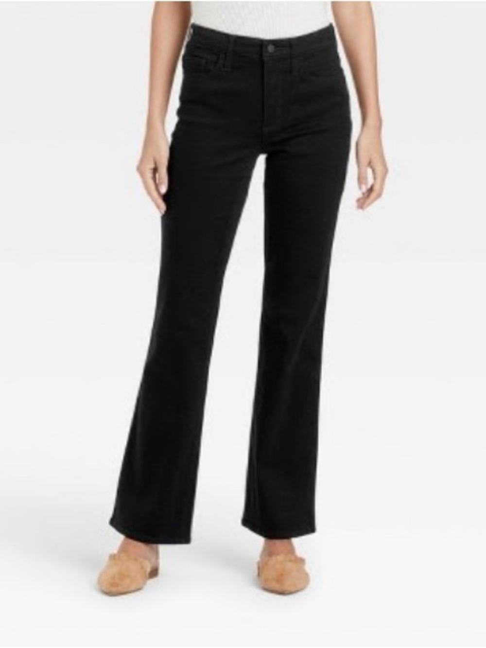 Women’s Black Hi Rise Slim Boot Cut Jeans - Everyday Flare plus Sheer Bodysuit